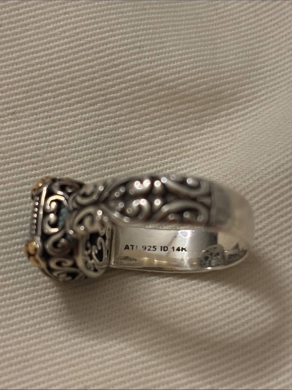 Silver Filigree Gemstone Ring - Picture 2 of 4